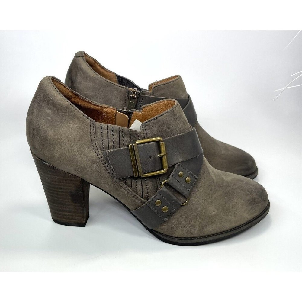 Clarks Women's Indigo Heath Woodlark Brown Leather Heeled Clog Slip On Sz US 8M